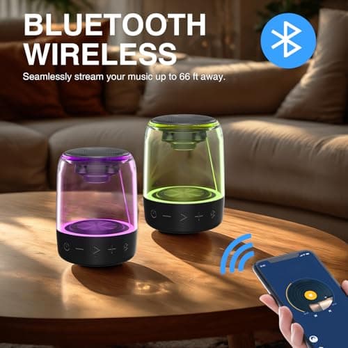 MEGATEK Portable Bluetooth Speakers (2-Pack) – True Wireless Stereo (TWS) Pair, Vibrant LED Lights, 360° HD Sound, 12-Hour Playtime, IPX5 Waterproof – Perfect for Home, Parties, Outdoors, and Travel 6