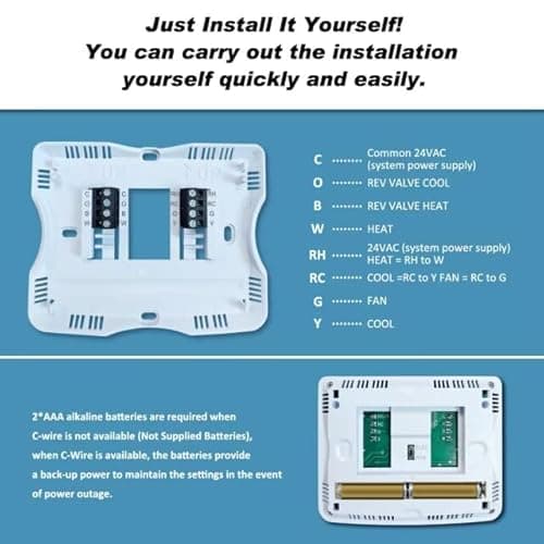 Programmable Thermostat for House, 1 Heat/1 Cool, Extra Large Display, White Backlight 5
