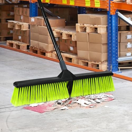 3 PK 24" Push Broom Outdoor, Heavy Duty Broom with 63" Long Handle, Shop Garage Broom with Stiff Bristle for Indoor Outdoor Floor Cleaning, Garden Patio Deck Warehouse Lawn Driveway Scrubbing 9