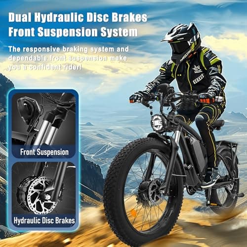 DOF DF-2 Electric Bike Fat Tire for Adults – Peak 3600W 3000W Dual Motor, 38MPH Max Speed, Long Range 26-80 Miles – Upgraded 26"x 4" Mountain Ebikes with 21-Speed, Hydraulic Disc Brakes, & LCD Display 4