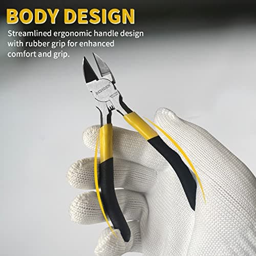 BOOSDEN 5 inch Flush Cutter, Dikes Wire Cutter for Crafting Electrical Jewelry Making, Ultra Sharp Wire Clippers 6