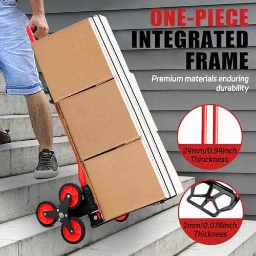 Stair Climbing Dolly Heavy Duty 330 LB Capacity, Stair Climbing Cart with Telescoping Handle and TPR Wheels,Stair Climber Hand Truck with Bungee Cords for Moving 6