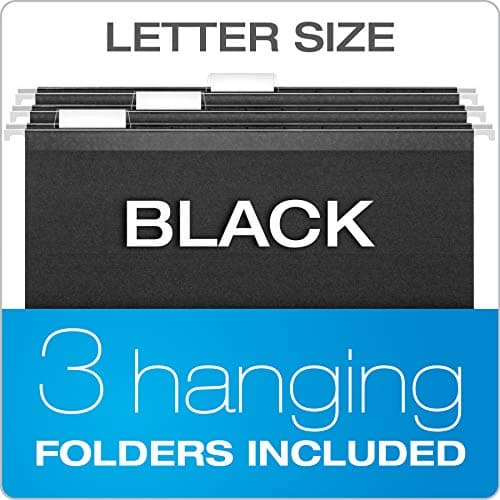 Pendaflex Portable File Box with File Rails, Hinged Lid with Double Latch Closure, Granite, 3 Black Letter Size Hanging Folders Included (41747AMZ) 6