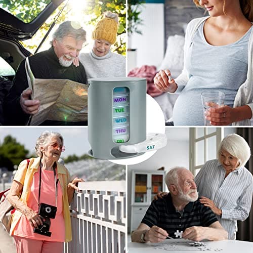 MEDca Weekly Pill Organizer, 1 Dispenser, 7 Stackable Compartments Four Times-a-Day - Morning, Noon, Evening, and Bedtime, Grey 9