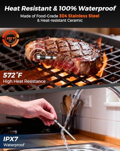 Alfolive 2025 AI Wireless Meat Thermometer, Smart Bluetooth Meat Thermometer Digital, ±0.5°F High Accuracy, Grill Temperature Probe for BBQ, Grilling, Smoker, Oven, Cooking, Air Fryer, 2 Probes 5