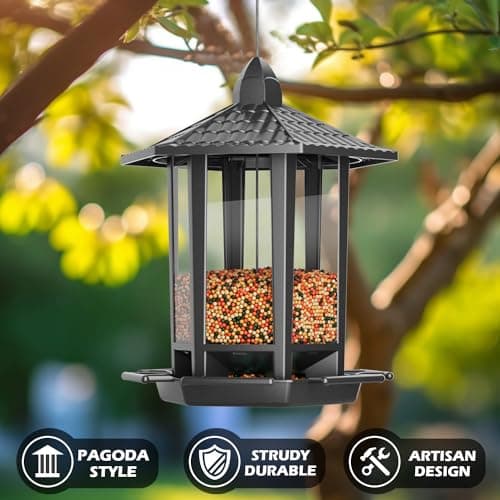 Birdream 2 Pack Bird Feeders for Outdoor Hanging, Retro Pagoda Design Fun Installation Bird Feeder, Attracting Wild Birds Chickadees Goldfinches Cardinals Finches and Sparrows 6