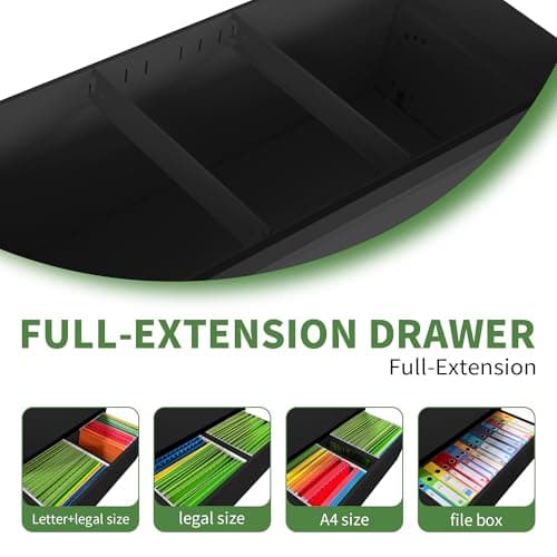 VIYET 2 Drawer File Cabinet,Metal Lateral Filing Cabinet with Lock,Home Office Storage Organizer Cabinet for Legal/Letter/A4/F4 Size Files,26.8" W,Black 6