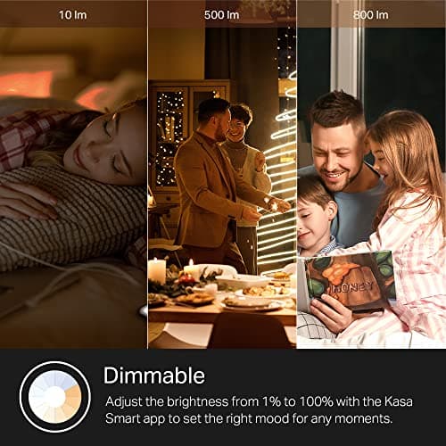 Kasa Smart Light Bulb KL110, LED Wi-Fi smart bulb works with Alexa and Google Home, A19 Dimmable, 2.4Ghz, No Hub Required, 800LM Soft White (2700K), 9W (60W Equivalent) 8