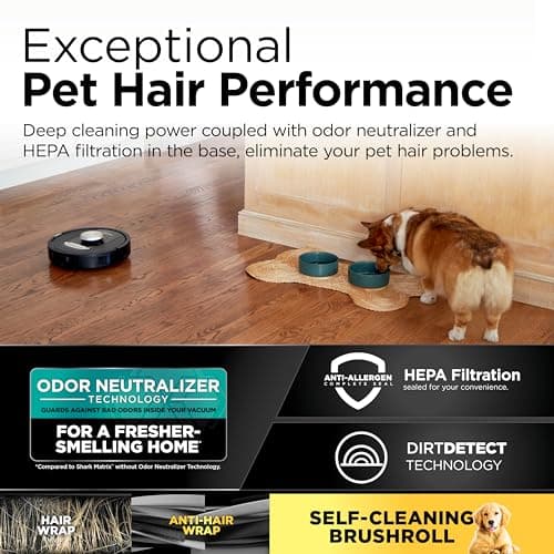 Shark RV2820AE Detect Pro Self-Empty Robot Vacuum with Bagless, 60-day Capacity HEPA Base, 3 Detect & React Technologies, Auto Deep-Clean on Carpets and Hardfloors, NeverStuck Tech, Wi-Fi Black/Bronze 11