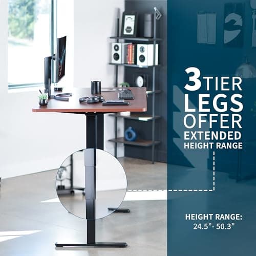 VIVO Electric 71 x 36 in Dual Motor Sit Stand Desk, Memory Height Adjustment, 2B Series, Dark Walnut Top Black Frame, DESK-KIT-2B7D-36 5