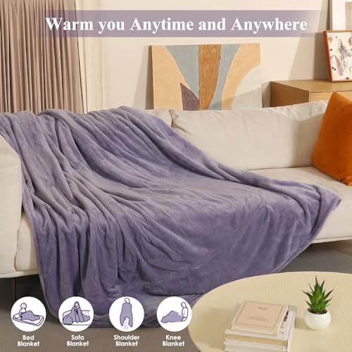 COZYTY Heated Blanket Full Size, Super Soft Cozy Upgraded Flannel Electric Blanket with 6 Heating Levels & 1-10 Hours Auto Off, Heating Blanket for Whole Body, Overheat Protection, 72" x 84", Lavender 6