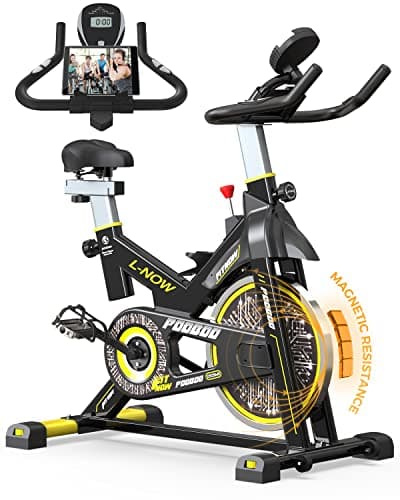 pooboo Magnetic Resistance Cycling Bike, Belt Drive Indoor Exercise Bike Stationary LCD Monitor with Ipad Mount ＆Comfortable Seat Cushion for Home Cardio Workout, Training Upgraded Version