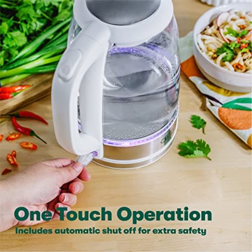 bella Electric Kettle and Water Boiler, 1.7L - Cordless Clear Glass LED Color Changing Portable Tea Pot with Auto Shut Off & Boil Dry Protection, White 5