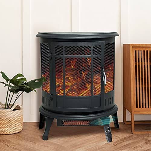 C-Hopetree 25 inch Tall Portable Electric Wood Stove Fireplace with Flame Effect, Freestanding Indoor Space Heater with Remote