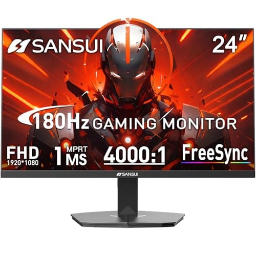SANSUI Gaming Monitor, 24 Inch 180Hz, FHD 1080P 1ms 110% sRGB Computer Monitor, HDMI DP Ports VESA Support for Game Office (HDMI Cable Included)