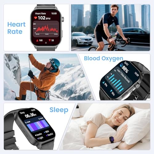 Smart Watch for Men Women Built-in GPS Fitness Tracker, 2.01" HD Touchscreen(Answer/Make Calls), 110+ Sport Modes with Heart Rate/Sleep Monitor/Compass, 1 ATM Waterproof, for Android iOS, Black 7