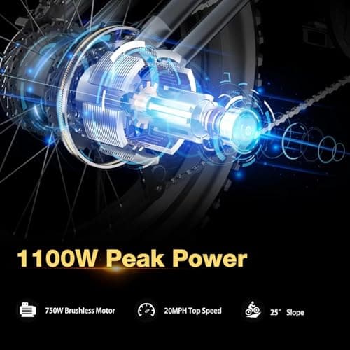 NARRAK Fat Tire Folding Electric Bike, 48V & 624Wh Lithium Removable Battery, Peak 1100W Brushless Motor, Max Speed 20Mph, M5 Large LCD Display, Suspension, Step-Over/Thru Frame (Step-Thru White) 6