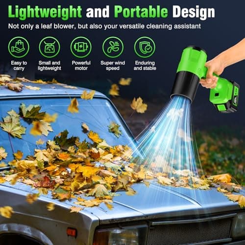 Leaf Blower Cordless, Handheld Leaf Blower with 2 X 4.0Ah Battery and Charger, 6 Speed Modes, Lightweight Blowers for Lawn Care, Patio, Yard, Dust,Blowing Leaves,Snow 5