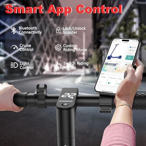 Maxshot Electric Scooter, 8.5" /10" /14" Tire, 16/19/22 Mph Top Speed, 12/16/21/27/28/49/50 Miles Long Range, Folding Escooter for Adults and Kids with Seat Bag, Dual Braking, Dual Suspension, App 6