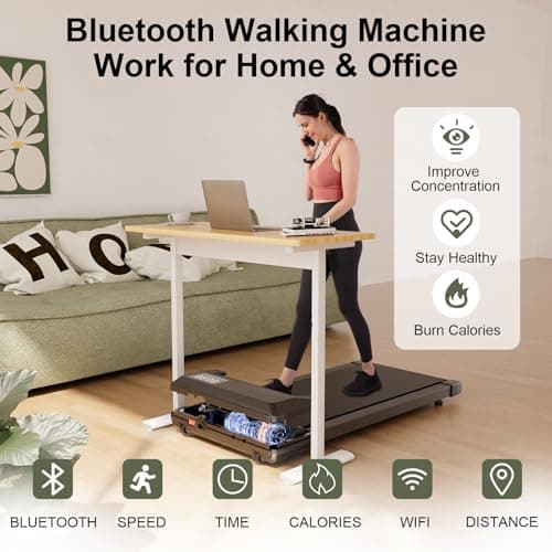 DeerRun Under Desk Walking Pad Treadmill for Home & Office, 6% Manual Incline, 0.6–3.8 MPH Walking Speed, 300 lb Capacity, App & Remote Control 7