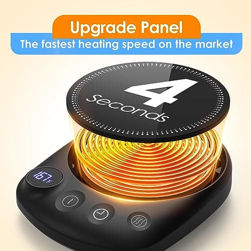 KitchekShop Coffee Mug Warmer - Fastest Heating & Highest Temperature, Coffee Cup Warmer for Desk Auto Shut Off, 4 Temp Settings & 1-12H Timer, Smart Electric Beverage Warmer for Coffee, Tea (Black) 2