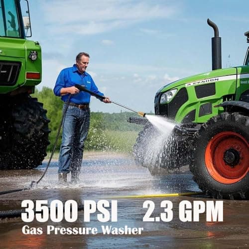 Ezasin 3500 PSI Gas Pressure Washer, 2.3 GPM Heavy-Duty High-Power Cleaner with 209CC 7HP Engine, 25Ft Hose, Axial Aluminum Pump, Soap Tank & 4 Quick-Connect Adjustable Nozzles (Black) 7