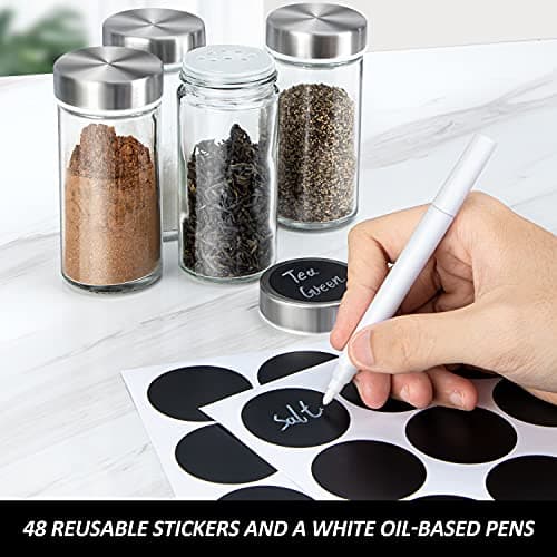 dasaka Rotating Spice Rack Organizer with Jars(20Pcs), Seasoning Organizer for Cabinet, Kitchen Spice Racks for Countertop, Revolving Stainless Steel Spice Organizer 5