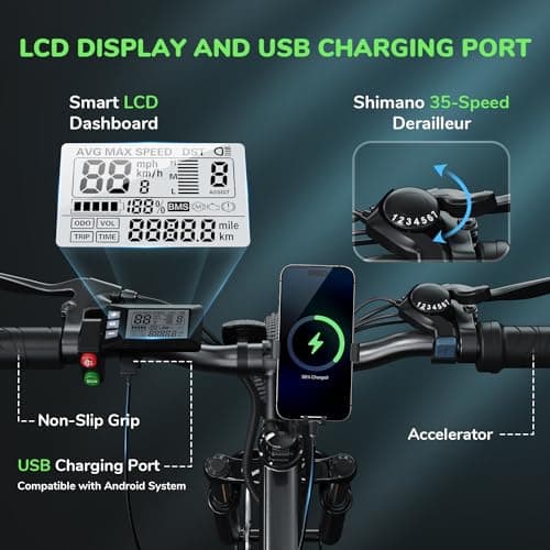 35-Speed Electric Bike for Adults 750W 26" Tire Commuting Electric Mountain Bike 20MPH Range 55+ Miles 374.4Wh Removable Battery Front Fork Suspension Fenders Lightweight Electric Bicycle,Black 6