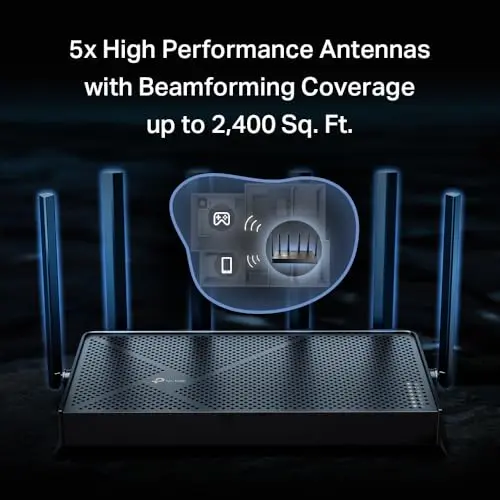 TP-Link Dual-Band BE5000 WiFi 7 Router Archer BE260 | 5-Stream 5Gbps | 1×2.5G WAN+1×2.5GLAN+3×1G Ports, USB 3.0 | 5 External Antennas | VPN Clients & Server | Easy-Mesh, HomeShield, MLO, Private IOT 6
