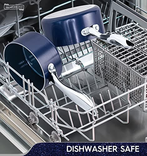 MICHELANGELO Sauce Pan Sets, Ceramic Saucepans with Lids, 1Qt & 2Qt & 3Qt Sauce Pans with Lid, Nonstick Saucepan Set, Small Pot with Stainless Steel Handle, Oven Safe, Blue 5