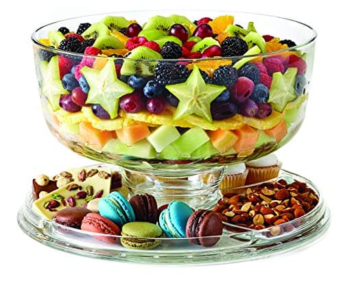 Royalty Art Glass Cake Stand with Dome – 6-in-1 Convertible Cake Plate, Punch Bowl & Chip and Dip Server, Pedestal Dessert Display – Italian Made Glass – Dishwasher Safe 7