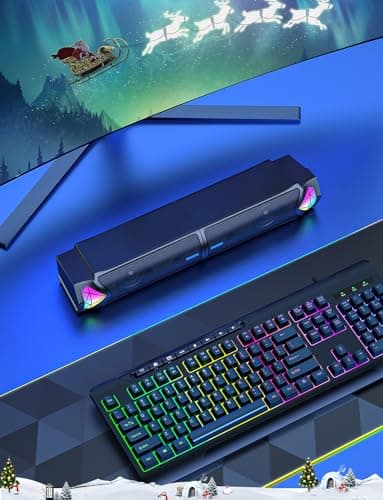 NOOTRY Computer Speakers, Bluetooth Computer Sound Bar, Dual HiFi Stereo & Gradient RGB Lighting Laptop Soundbar, USB Powered Speakers for Desktop, Monitors, Phone, PC, Laptop(Include C Adapter) 8