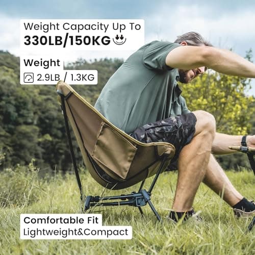 ONETIGRIS Tigerblade Camping Chair, Lightweight Folding Backpacking Hiking Chair, Compact Portable 330 lbs Capacity 8