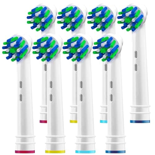Alayna Replacement Brush Heads for Oral B- Pack of 8 Cross Generic Electric Toothbrush Oralb Braun- Crossact Toothbrushes Compatible with Most Oral-B Bases- Quality Action Bristles, 8.0 Count