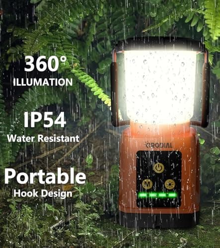 CRODIAL LED Camping Lantern Rechargeable, Camping Essentials 5000mAh Power Bank, Waterproof Camping Tent Light, Lanterns for Power Outages Hurricane Emergency Hiking Outdoor, RGB Mode Light 6