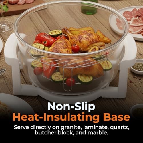 Hopuers 17L Turbo Air Fryer, Convection Oven, Oil-Less Electric Grill Roaster Bake Cooker, Portable Glass Air Fryer, Multifunction Cooker 360° Hot Air Fry/Roast, with Expansion Ring 3