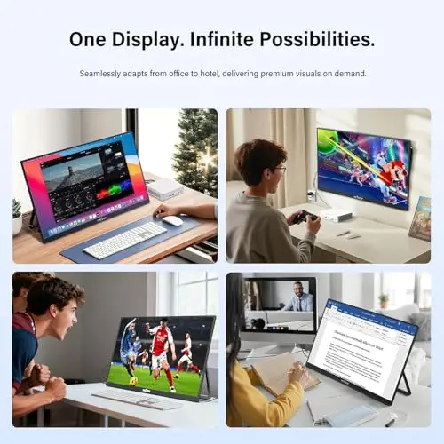 InnoView Large Portable Monitor 23.8inch FHD 1080P 144Hz USB-C, HDMI Computer Display HDR 100% sRGB IPS Gaming Monitor W/180°Adjustable DC Eyes Care Stand for Laptop PC MAC Phone PS4 Xbox Switch 7