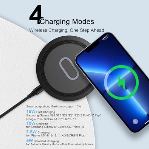 15W Wireless Google Charger Fast Charging Pad for Google Pixel 10A 10 9A 9 Pro XL Fold 8 7 6 Pro 8A 7A,Samsung Galaxy S26 S25 S24 Ultra S23 FE S22 Z Flip Fold7 6,Wireless Charger Station Fast Charging 7