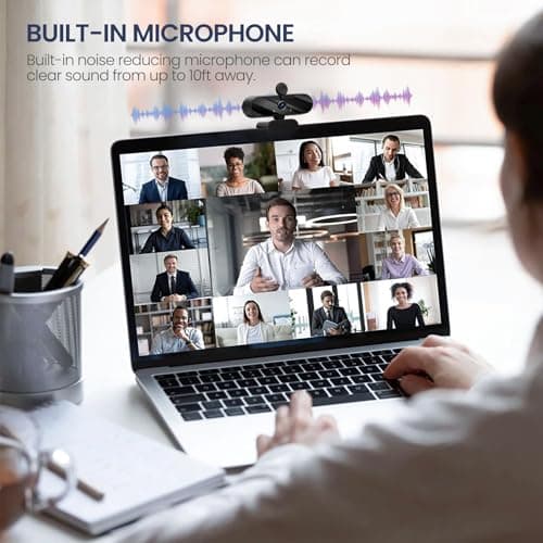 MTORED Full HD 1080P Webcam with Built-in Microphone, Rotatable Tripod 6