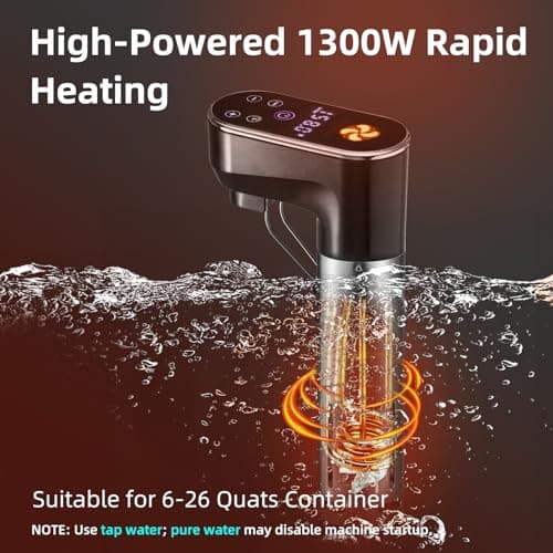 Outohomo Sous Vide Cooker,WiFi APP and Recipes Included,1300W IPX7 Waterproof Immersion Circulators,Precision Slow Cooker,Digital Display Control,Ultra Quiet,Fast Heating,Easy to store(Silver) 5
