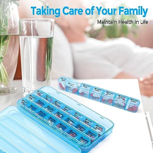 Zoksi Monthly Pill Organizer 28 Day 1 Time a Day, Large 4 Weeks Pill Box Organizer, One Month Pill Case, Travel Medicine Organizer Monthly, Portable Pill Container for Vitamins and Meds(Blue) 6