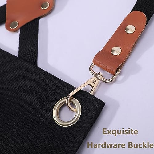 AFUN Chef Aprons for Women Men with Oversized Pockets, 12-Ounce Cotton Canvas Cross Back Water Repellent Apron (Black) 7