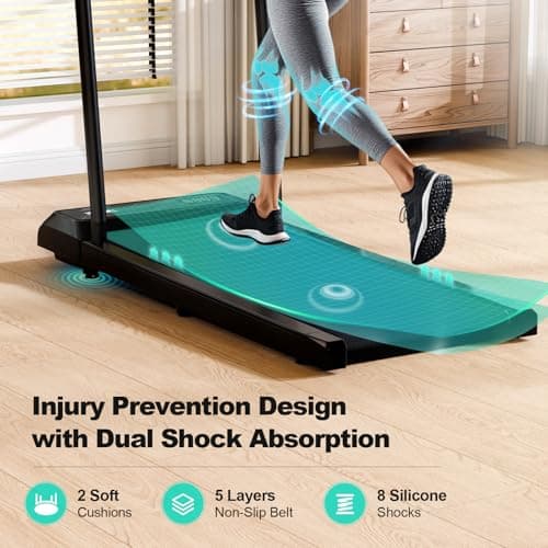 MoonFox Walking Pad Treadmill, 3 in 1 Under Desk Treadmill for Home Office w/2.5HP Motor/4.0MPH/45dB, Walking Pad w/Safety Handle/Remote/LED Display, Portable Treadmills Supports Up to 300lbs, Black 7