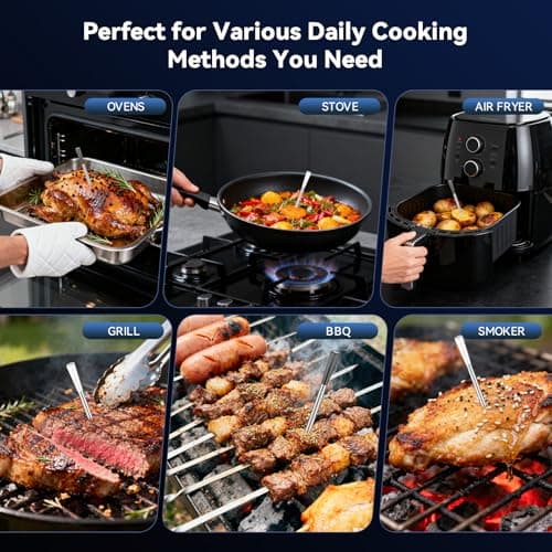 Smart Wireless Meat Thermometer Digital, 2 Probes, Advanced Bluetooth Food Thermometer for Cooking, IP67, Real-Time Monitoring & Smart Alerts with APP for BBQ, Grill, Oven, Smoker, Kitchen Gifts 7