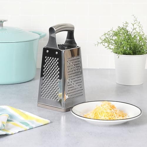 Martha Stewart Sprucedale 9.5-Inch Stainless Steel 4-Sided Box Grater – Durable Kitchen Cheese and Food Grater with Multiple Grating Surfaces 2