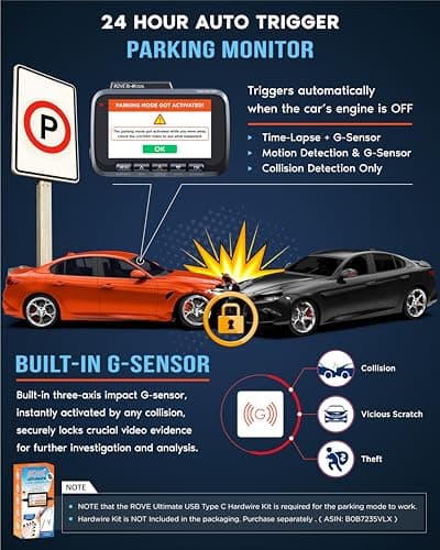 ROVE R2-4K DUAL Dash Cam Front and Rear, STARVIS 2 Sensor, FREE 128GB Card Included, 5G WiFi - up to 20MB/s Fastest Download Speed with App, 4K 2160P/FHD Dash Camera for Cars, 3" IPS, 24H Parking Mode 9