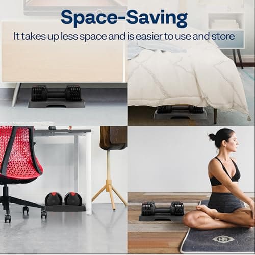 VIVOHOME 2.5 lbs to 15 lbs Adjustable Weights Dumbbells Set of 2 with Anti-Slip Handle and Tray Multiweight Options Workout Equipment for Men Women Home Gym Office Black 6