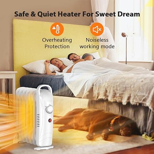 Air Choice 700W Small Oil Heater for Indoor Use, Portable Oil Radiator Heater, Overheat Protection, Silent Operation, Adjustable Thermostat, 2 Heat Settings, Compact Electric Heating for Office Desk 5