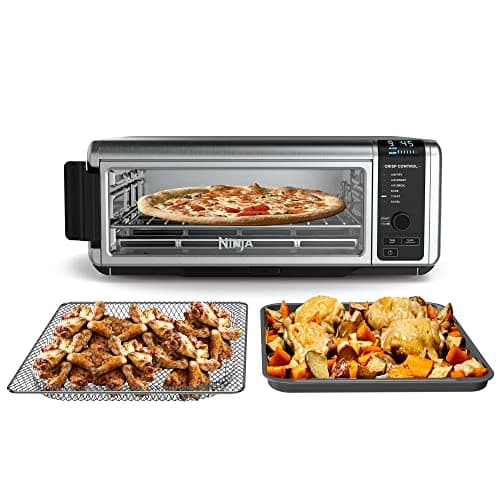 Ninja SP080 Foodi Digital Air Fry Countertop Oven with 6-in-1 Functionality, Flip Up & Away Capability for Storage Space, with Air Fry Basket, Wire Rack, Sheet Pan & Crumb Tray, Silver (Renewed)