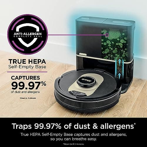 Shark AV2501AE AI Robot Vacuum with XL HEPA 60-Day Self-Empty Base, LIDAR Navigation, Perfect for Pet Hair, Compatible with Alexa/Wi-Fi, Carpet & Hard Floor, Black (Renewed) 4
